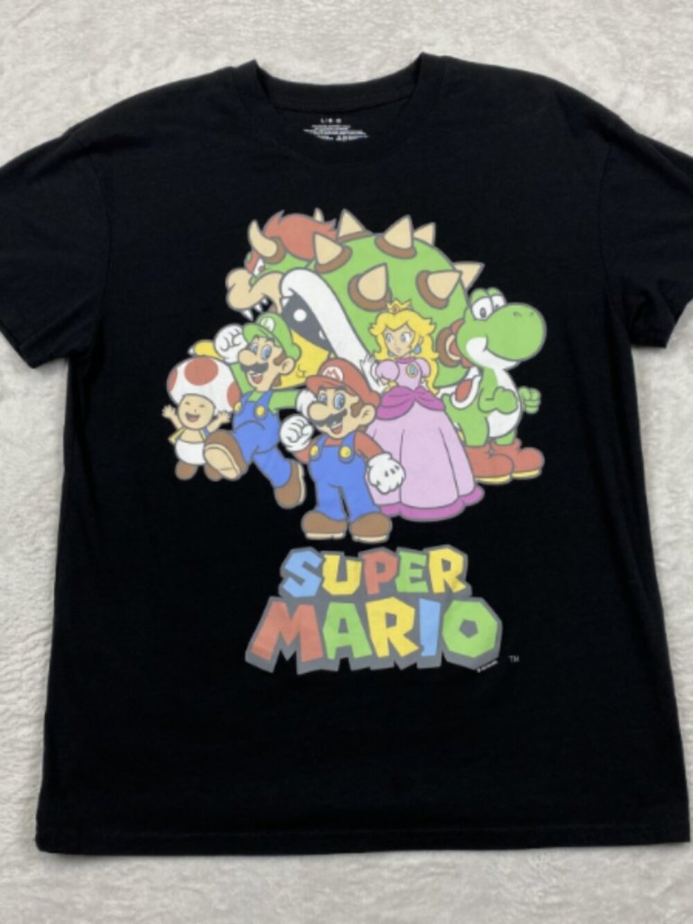 Super Mario Unisex Adult's Super Mario S/S Cast T-Shirt JW7 Black Size - Large